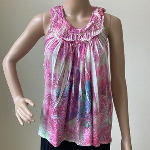 Simply Irresistible Sleeveless Top Woman Size S Crochet Lace Racerback Shirring